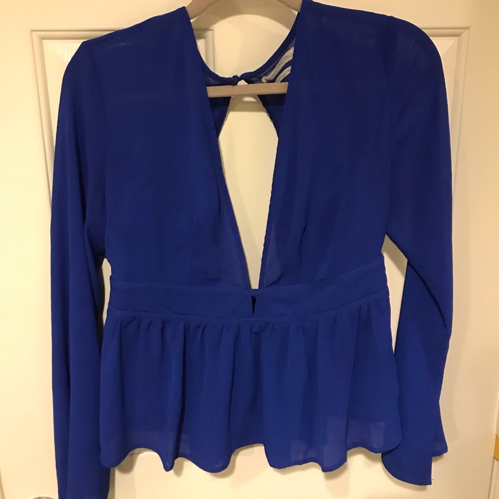 electric blue sheer top